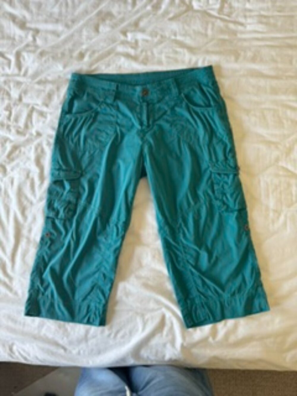 KÜHL Teal Roll Tab Cargo Hiking Capri Pants Womens Size 10
